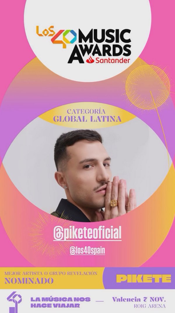Pikete nominado Los 40 Music Awards